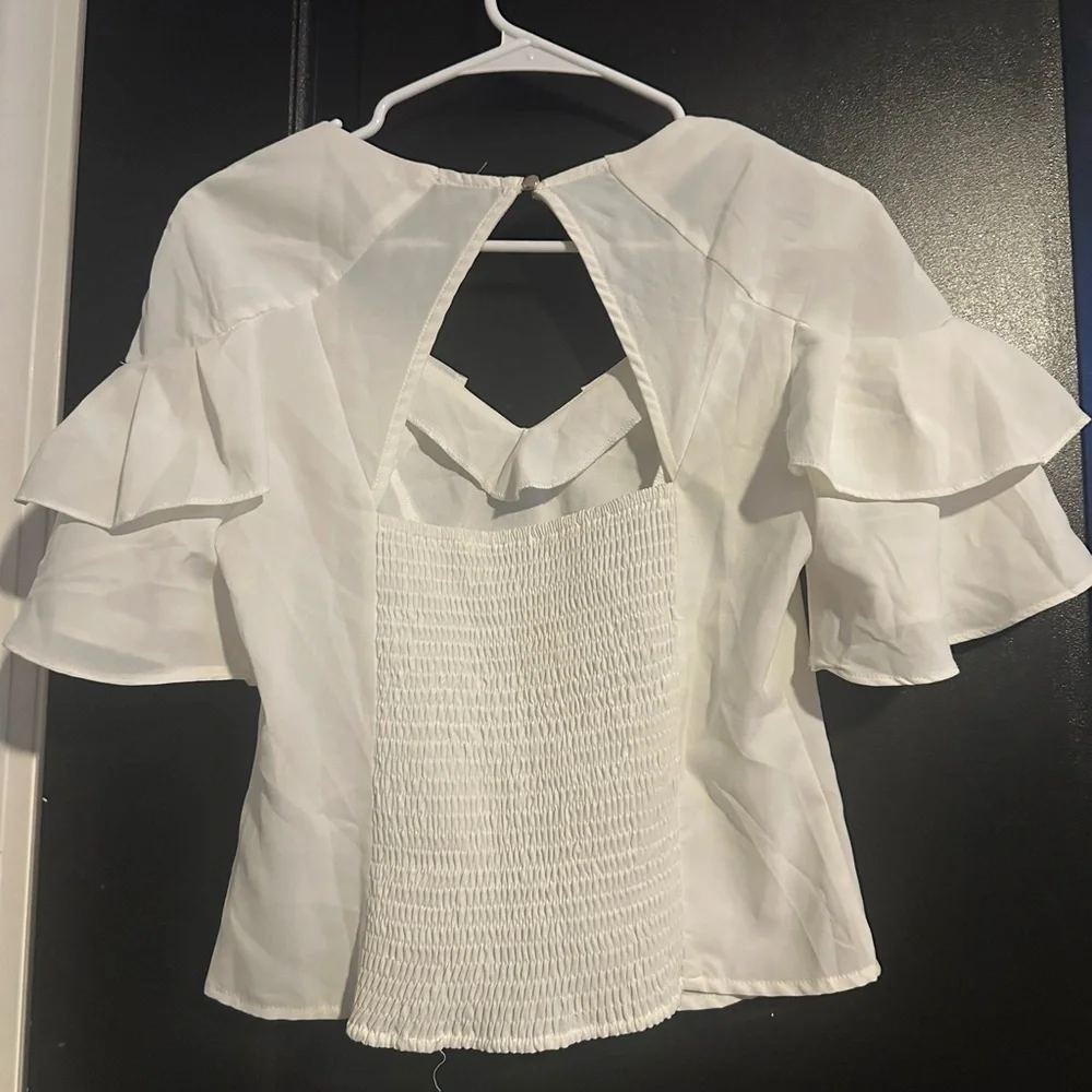 White Ruffled Top - Picture 2 of 3